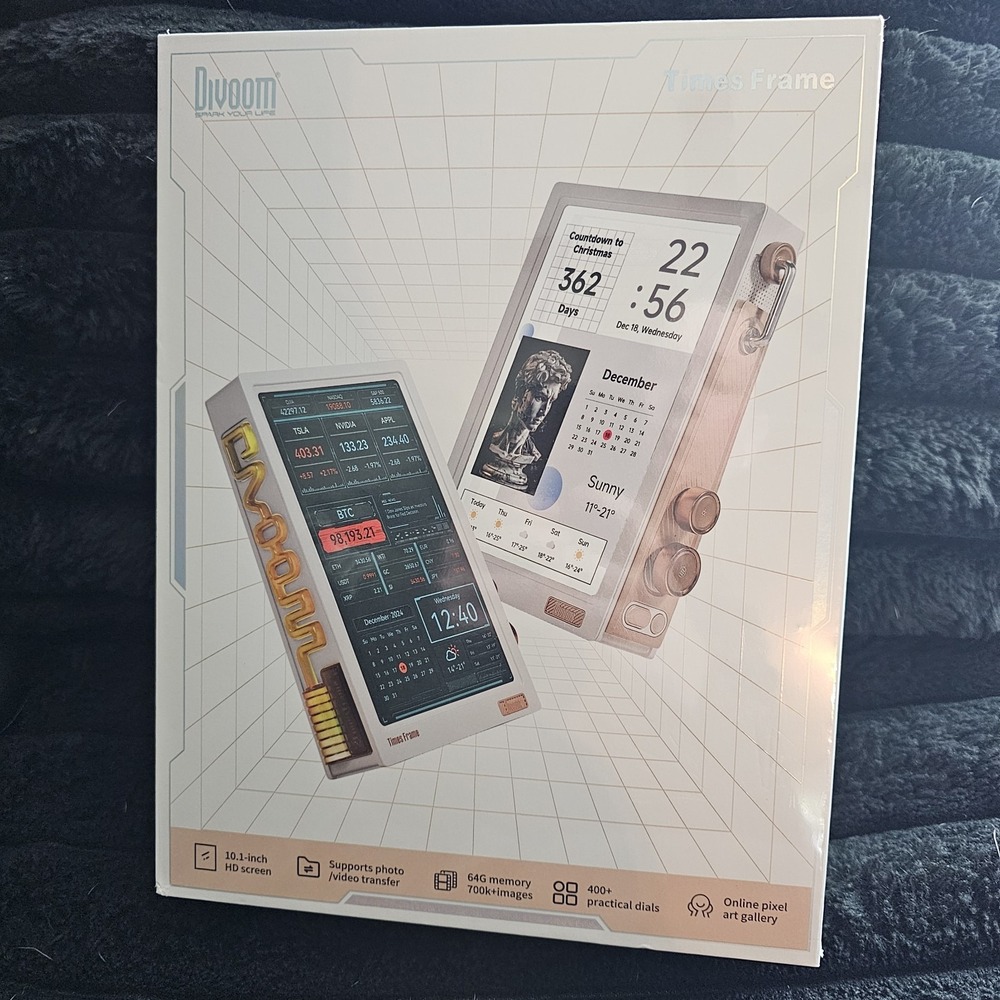 Divoom Times Frame 10.1" Digital Picture Frame 64GB White Free App New Sealed
